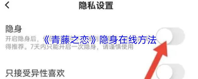 青藤之恋 隐身在线方法