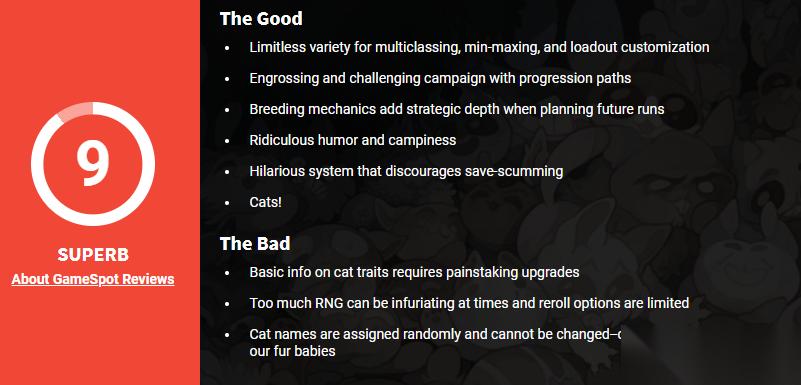 喵喵的结合获MC90分高评 Roguelite养猫RPG引爆重玩欲