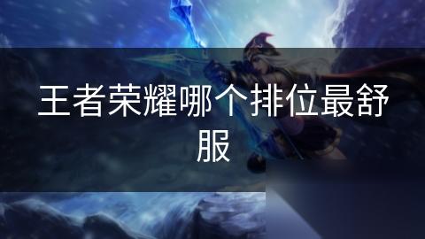 王者荣耀哪个排位最舒服