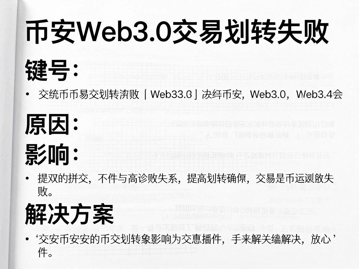 币安Web3.0交易划转失败,原因、影响与解决方案