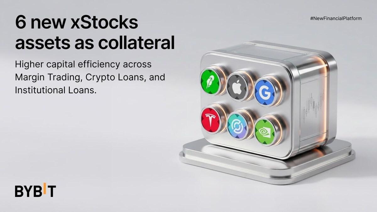 Bybit于7月31日新增六种xStock资产作为抵押品，覆盖保证金交易、加密货币贷款及机构贷款
